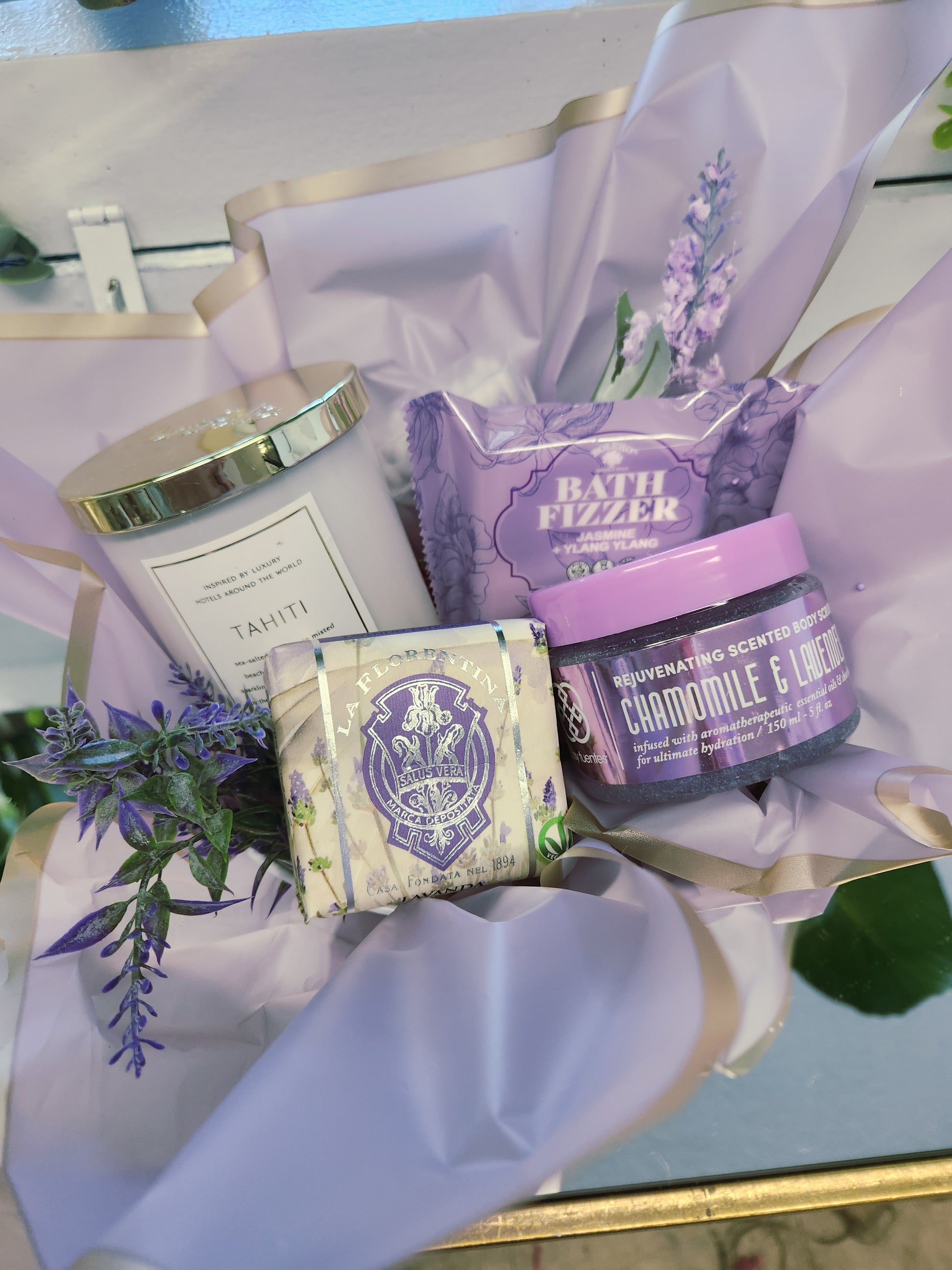 Lovely lavender self-care gift basket