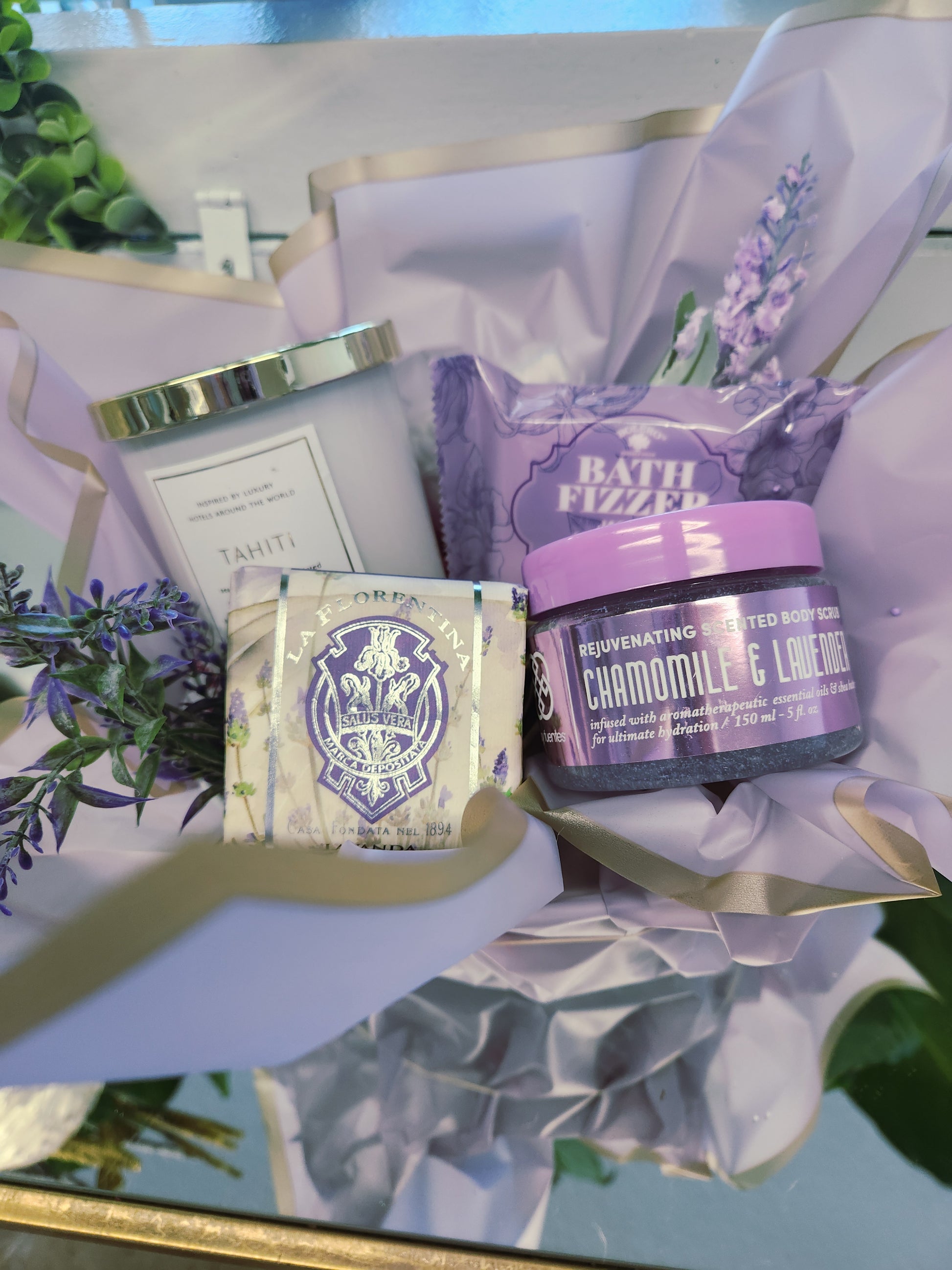 Lovely lavender self-care gift basket
