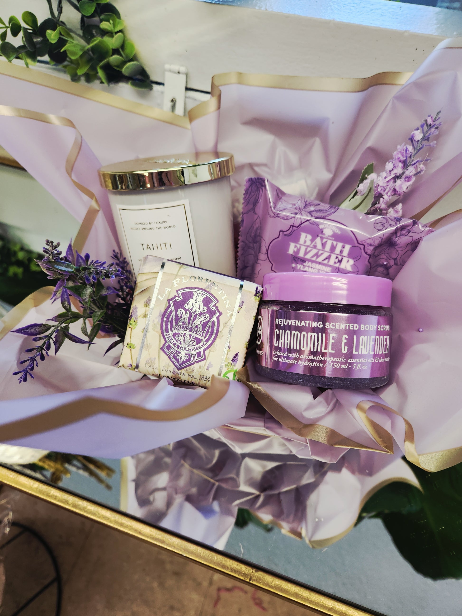 Lovely lavender self-care gift basket
